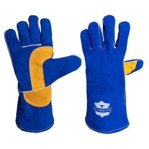 Pack of 6 Pairs Blue Cow Split Safety Double Palm Heat resistent Welder Glove